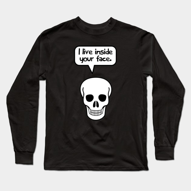 Human Skull Inside Your Face Funny Spooky Anatomy Long Sleeve T-Shirt by FlashMac